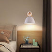 Modern White Wall Sconce Wood and Leather Accent Bedside Light Hardwired Minimalist Wall Lamp E26 Base Light Fixture for Bedroom Living Room Hallway Entryway Accent Lighting Scandinavian Style