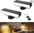 iThird Rechargeable Battery Operated Wall Sconce Set of 2: Wireless Black Wall Lights Battery Powered Magnetic 360° Rotation Cordless Scone Adhesive LED Wall Mount Lamp for Bedroom Reading Picture RV