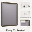 24x32 Inch Bronze Framed Bathroom Mirror, Brushed Bronze Metal Vanity Mirror, Bronze Rectangle Wall Mirror, Rounded Corner, Tempered Glass, Anti-Rust, Shatterproof (Horizontal/Vertical)