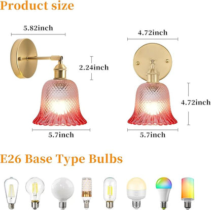 GEEZO Vintage Battery Operated Wall Sconce, with Rechargeable Battery Powered Wall Light with Remote Control for Bedside Bedroom
