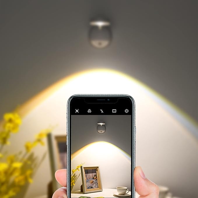 Wireless Picture Light Battery Operated Set of 2, Painting Light with Motion Sensor and Rotatable Tube, Stepless Dimming Art Display Light for Picture Frame
