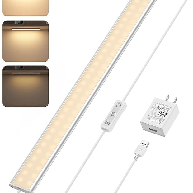 ASOKO Under Cabinet Lights, Upgrade 16inch LED Closet Light with Dimmable 3000K Warm White and Memory Function, Plug-in Under Counter Lights for Kitchen/Desk/Shelf/Workbench/Display Case/Room