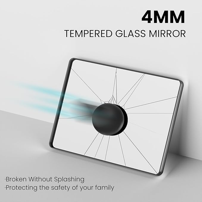 Black Bathroom Mirror 40X36 Inch, Black Metal Framed Mirror for Wall, Rounded Rectangle Matte Bathroom Vanity Mirror with Tempered Glass, Anti-Rust, Horizontal/Vertical