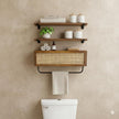 Autumn Alley Modern Organic Floating Shelves for Bathroom – Above Toilet Shelves with Rattan Basket Caning Organizer, Wood Floating Shelf Storage, Wall Shelves Bathroom Décor, 3 Tier