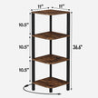 TUTOTAK Corner Shelf, 4-Tier Corner Bookshelf for Small Space, Narrow Display Corner Shelf Stand with Storage Rack, for Living Room, Bedroom, Rustic Brown BS08BB004L