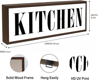 Kitchen Sign, Decorative Framed Wooden Box Sign, Kitchen Decor for Shelves, Dining Room Decoration, Wall Decors Art, Rustic Home Decors Tabletop, Housewarming Decor Accessories