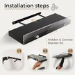 3 Pack Wooden Floating Shelves for Wall with Acrylic Front Lip, 15.7 IN Wall Mounted Rustic Style Shelves for Bathroom, Bedroom, Living Room, Kitchen, Hanging Shelves, Black