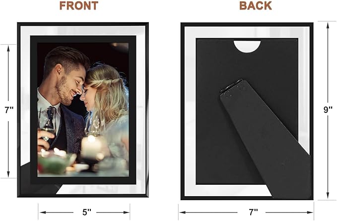 IZIDDO 8x10 Picture Frames Set of 2, Black Glass Photo Frame, Only for Tabletop Display, Gift Picture Frame, Horizontally or Vertically (8x10, Black)