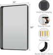 Koonmi Black Bathroom Mirror for Wall, 30x60 Inch Matte Metal Deep Framed Rounded Corner Wall Mirror, Shatterproof Tempered Glass for Farmhouse Bedroom Entryway, Vertically or Horizontally