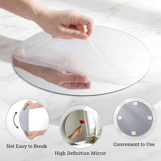 SUREAM Table Mirrors for Centerpieces, 12 Inch Round Mirror Centerpieces for Tables, Circle Candle Plates for Table Centerpieces Wedding Party Decorations(Set of 12, 2mm Thick)