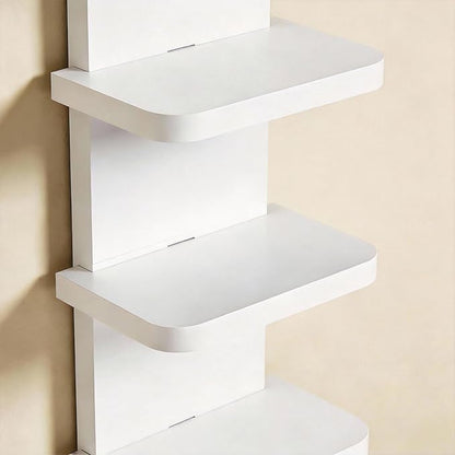 Versatile 7 Tier Wall Shelf Unit, White Floating Shelves with Rounded Corners, Vertical Lack Wall Shelf for Bedroom Living Room Home Decor Display Organizer