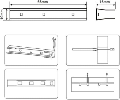 AIBOO LED Glass Shelf Lighting Kit for Glass Edge Back Side Lighting Using Flexible Cable and Clip with RF Remote(8 Lights,RGB)