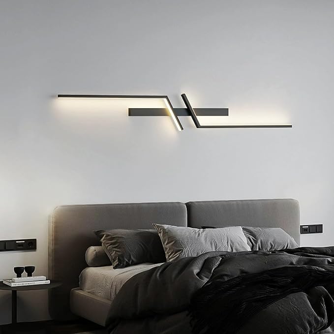 Modern LED Wall Lights, 3 Color Temperature Minimalist Wall Sconce Lighting, Wall Light Fixtures Sconce for Bathroom Bedroom Living Room Black (100cm)