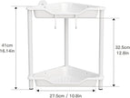 Orimade Rustproof 2 Tier Floor Standing Corner Shower Caddy Organizer, Plastic Metal Splicing Floor Corner Shelf Rack Stands for Bathroom, White