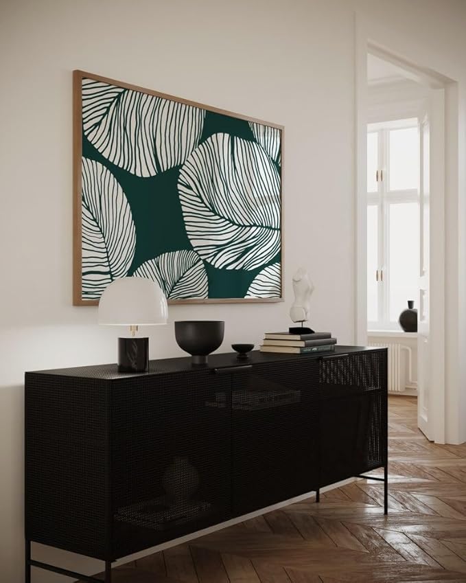 Nationcog Green Botanical Leaf Wall Art, Abstract Line Floral Poster, Scandinavian Japandi Style Decor, Minimalist Plant Artwork for Kitchen or Living Room Gift (Unframed) (20x30)