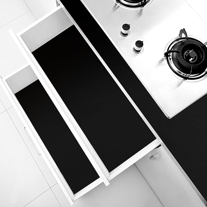 Black Contact Paper Solid Black Peel and Stick Wallpaper 17.3"x1200" Matte Self Adhesive Waterproof Vinyl Roll for Bathroom Kitchen Backsplash Cabinets Shelf Liners Drawers