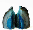 JIC Gem Book Ends Teal Agate Bookends for Shelves Decorative Geode Bookends to Hold Books Heavy Duty Home Decor with Rubber Bumpers(1 Pair, 4-6 LBS)