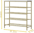 SUOERNUO Shoe Rack Organizer 5 Tier for Closet Entryway Free Standing Metal Storage Shoe Shelf with MDF Top Board，Gold