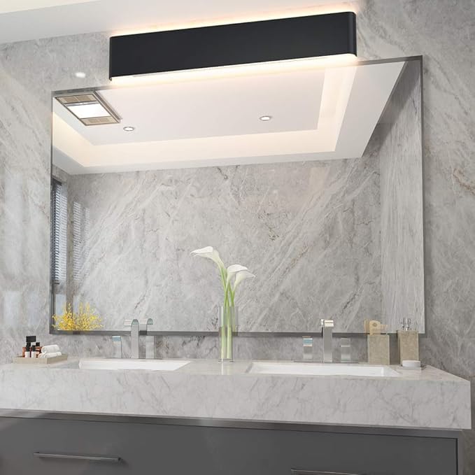 Aipsun 30W/32.6in Modern Black Vanity Light Indoor Modern Rectangular LED Wall Mount Light Up and Down Vanity Light for Bathroom Lighting Fixtures Warm Light 3000K