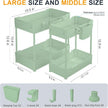 2 Pack Under Sink Organizer, Under Bathroom Cabinet Organizer with Hooks Hanging Cup, Multi-Purpose Storage Shelf for Kitchen Bathroom (Green, 12.8 Inch)