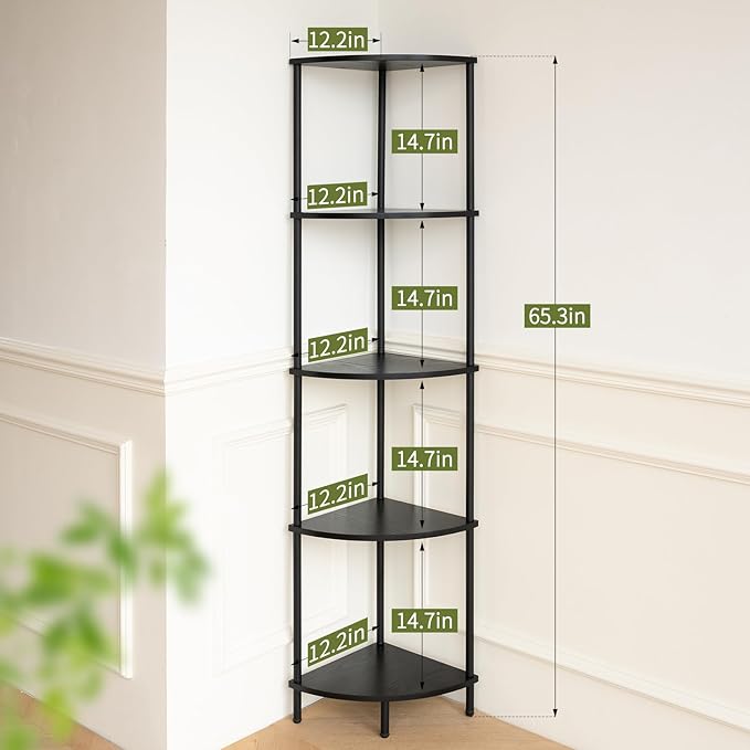 Yoobure Corner Shelf Stand, 5-Tier Bookshelf, 65