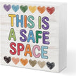 Therapy Office Decor Wood Box Sign,This Is a Safe Space Print Offices Wooden Box Office Desk Decorative Signs for Classroom Therapy Office, Boho Educational Gifts for School Counselor Psychologist