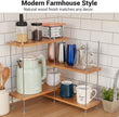 VINIUSIKI Adjustable 4 Tier L-Shaped Countertop Shelf Organizer, DIY Kitchen Corner Spice Rack for Countertop, Wood Coffee Counter Shelf Organizer for Home Office - 15.7