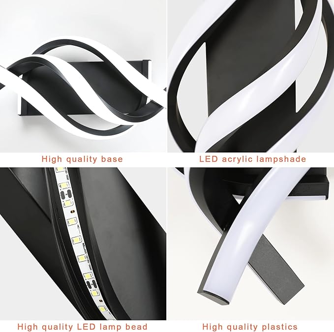 DELIPOP Wall Sconces, Spiral Modern LED Wall Sconce Lighting, 21W 6500K Cool White Indoor Wall Light Wall Light Fixtures, Acrylic LED Wall Lamp for Bedroom Bathroom Living Room Hallway Balcony