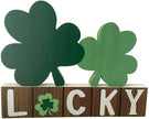 Lucky Wooden Sign St. Patrick's Day Table Decor Shamrock Home Office Table Top Decor Centerpiece Decorations for Tiered Trays Shelf Coffee Bar Mantle Windowsill