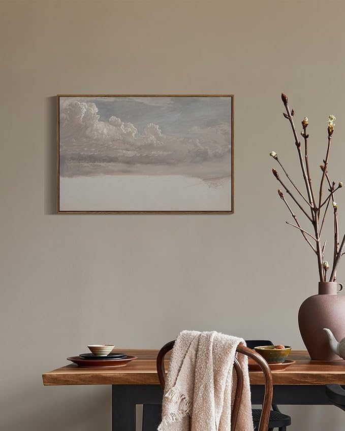 InSimSea Framed Canvas Wall Art Vintage Decor, Home Decor Classical Oil Painting Cloud Study Large Decorations for Living Room, Wall Art for Bedroom Bathroom Gallery, 20