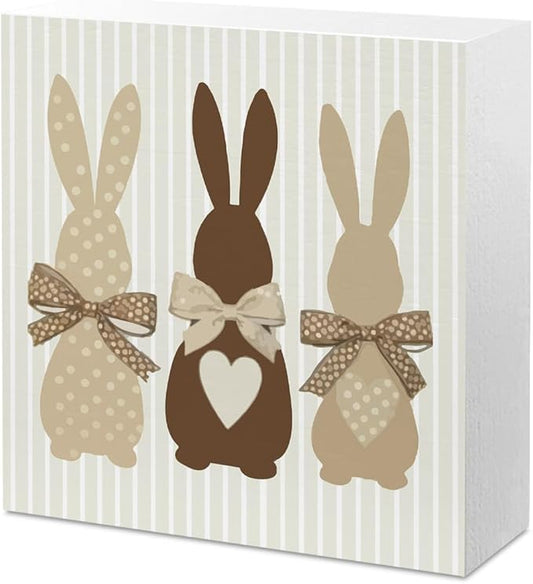 Easter Decor Indoor Easter Party Decorations Farmhouse Easter Peeps Bunny Rabbit Egg Sign for Home Room Badroom Bathroom Table Mantle Office Dessk Decor