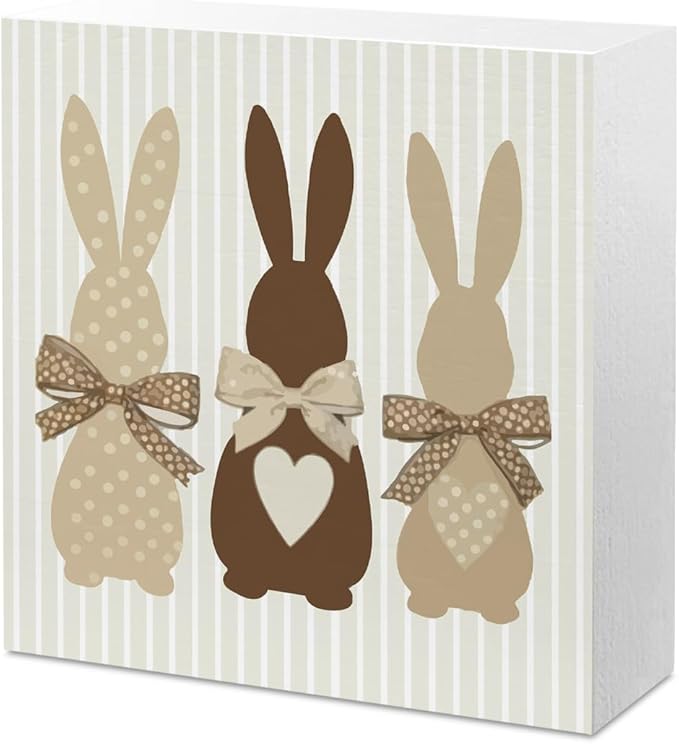 Easter Decor Indoor Easter Party Decorations Farmhouse Easter Peeps Bunny Rabbit Egg Sign for Home Room Badroom Bathroom Table Mantle Office Dessk Decor