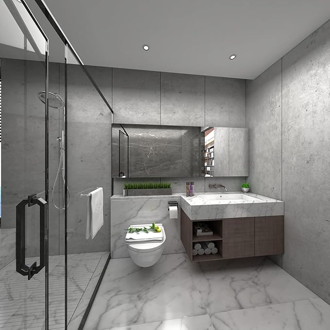 TOTIO Extra Wide Concrete Peel Stick Wallpaper Grey 3D Cement Look Contact Paper 32x157inch Matte Thicken Adhesive Waterproof DIY Vinyl Wrap for Apartment Office Retro Industrial Style Misty Gray