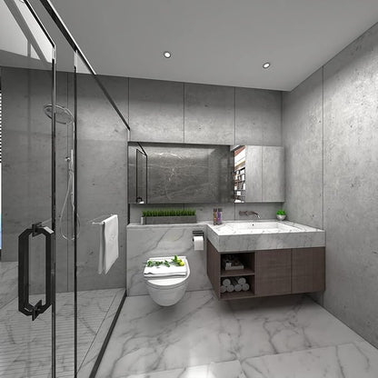 TOTIO Extra Wide Concrete Peel Stick Wallpaper Grey 3D Cement Look Contact Paper 32x157inch Matte Thicken Adhesive Waterproof DIY Vinyl Wrap for Apartment Office Retro Industrial Style Misty Gray