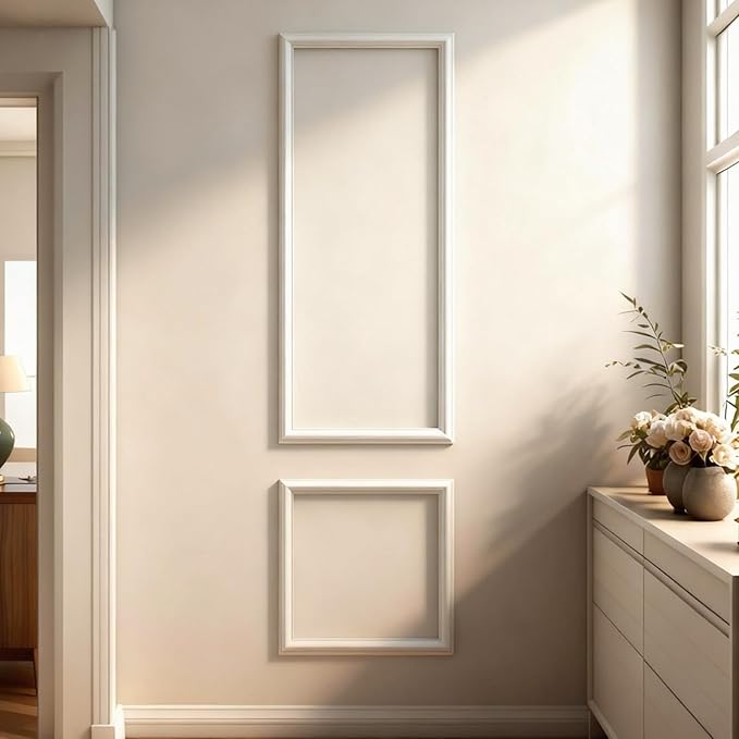 VCK Pre-Cut Wall Molding Kit, Set of 2 | 3D Ready-to-Assemble Wainscoting Panels for Accent Wall Decor | Easy Glue Installation for Living Room, Bedroom (1 Top & 1 Bottom)