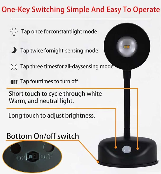 2200mAh Motion Sensor Picture Light, Spotlight Painting, LED Wall Sconce, Night Light Lamp, Rechargeable Battery Operated 3 Color & Dimmable Magnetic 360° Rotation with Remote (Black, 2 Pcs)