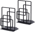 SRIWATANA Book Ends Heavy Duty, Decorative Black Bookends for Shelves, Window Lattice Design