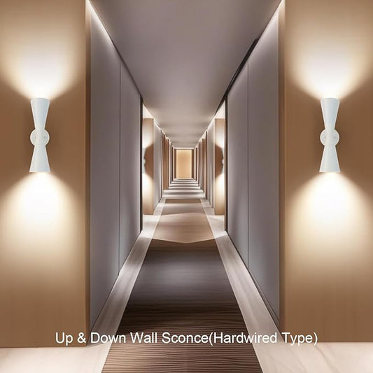 Modern Indoor Wall Sconce Up and Down White Wall Sconce Mid Century Indoor Wall Light Fixture Hardwired Wall Mounted Lamp for Living Room Bathroom Bedroom Hallway 15 Inch