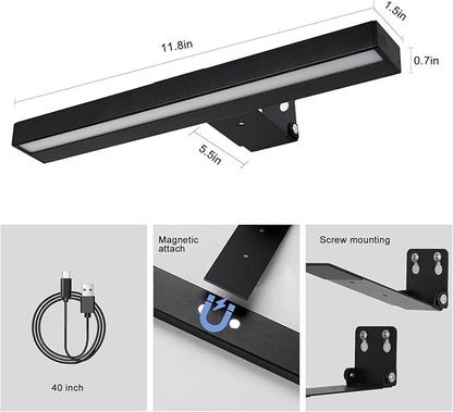 Picture Light, Rechargeable Picture Light for Paintings, Wireless Picture Frame Light, 3 Lighting, 12Inch Battery Operated Art Light for Display, Picture-Black