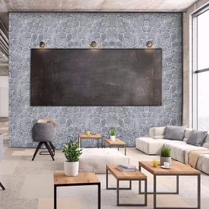 Okydoky Grey Stone Peel and Stick Wallpaper, 17.7" x 236", Removable Film Textured Wallpaper Self-Adhesive, Home Decor for Room Kitchen Wall Cabinet Vinyl Roll NO.101-6