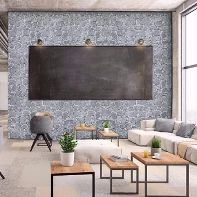 Okydoky Grey Stone Peel and Stick Wallpaper, 17.7