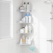 Sotfamily Plastic Shower Caddy Corner (for 90° Only), 4 Pack Adhesive Corner Shower Shelves for Bathroom Organizers and Storage, Crystal