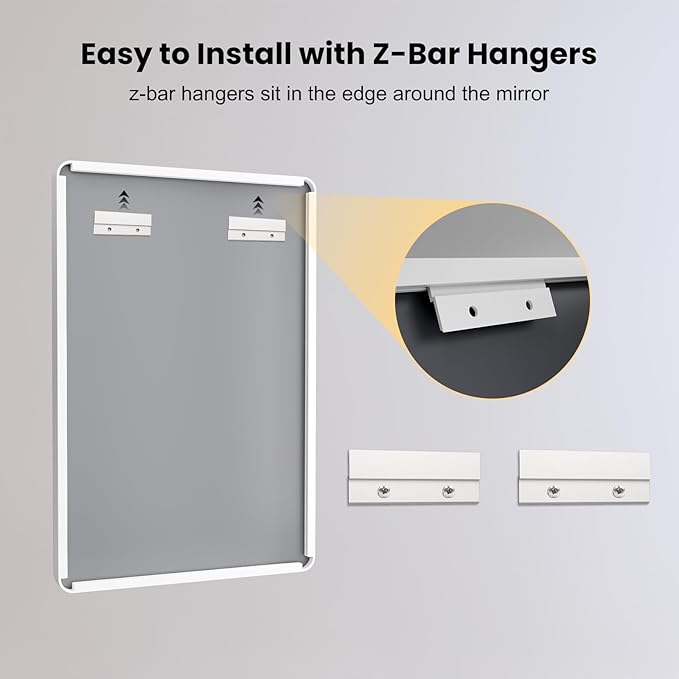 LOAAO 48x32 Inch White Metal Framed Bathroom Mirror for Wall, White Bathroom Vanity Mirror Farmhouse, Large Rounded Rectangle Mirror, Anti-Rust, Tempered Glass, Hangs Horizontally or Vertically