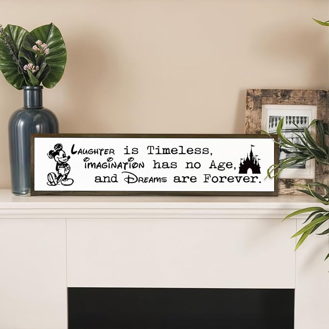 Inspirational Wooden Sign, Hanging Framed Wood Signs, Decorative Wooden Box Sign, Rustic Tabletop Decor, Motivational Home Office Classroom Decor, I Work So We can Go to Disney Signs