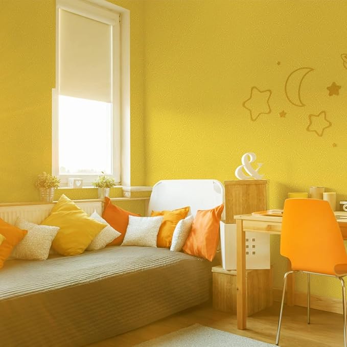 Abyssaly Yellow Wallpaper Peel and Stick Removable Wallpaper for Girls Bedroom Self Adhesive Embossed Silk Textured Contact Paper Modern Home Decorative Shelf Liner Paper 15.7