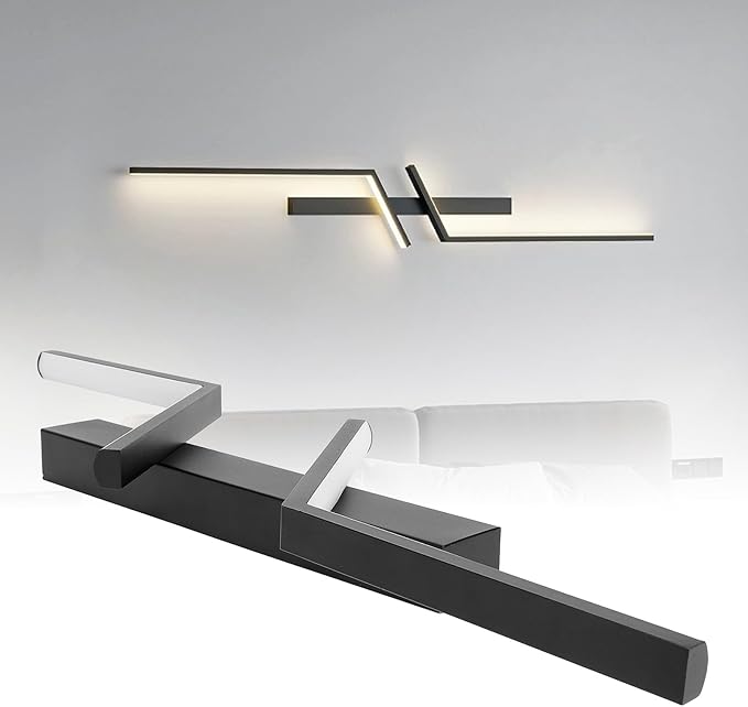 TOPINCN Modern Wall Sconce, Dimmable LED Light Fixture 3 Color Lighting, Metal Iron Art Wall Mounted Lamp, Black Line Minimalist Design, Suiatble for Living Room, Bedroom, Kitchen, (60cm)
