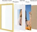 Vittanly 12x12 Picture Frames Set of 4, Display Pictures 8x8 with Mat or 12x12 without Mat, Gallery Frame for Wall Display, Engineered Wood with Shatter Resistant Plexiglass, Gold