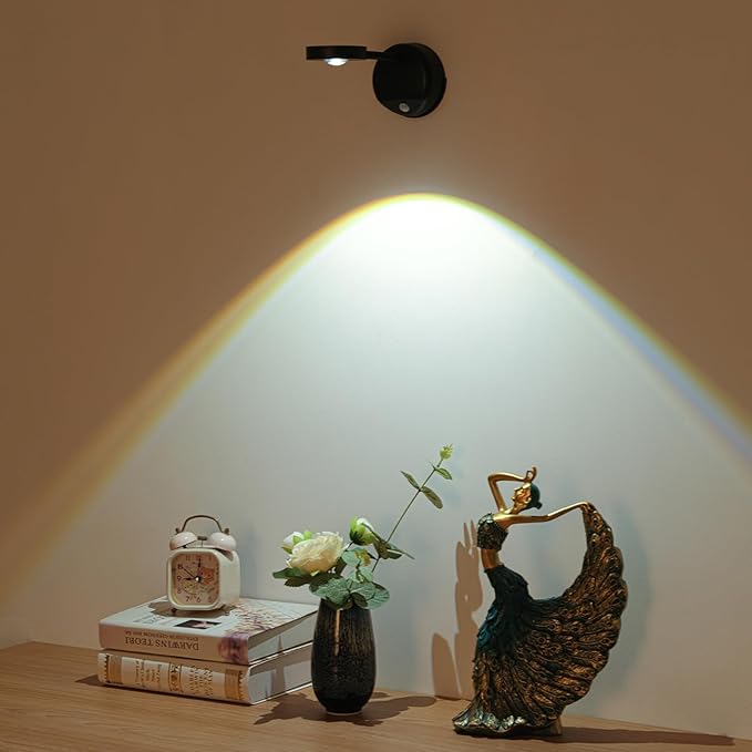 Wireless Picture Light Battery Operated Set of 2, Painting Light with Motion Sensor and Remote Control, Stepless Dimming Art Display Light for Picture Frame (Black)