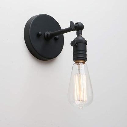 PERMO Vintage Industrial Pole Wall Mount Mini Single Sconce Metal Wall Sconces Fixture (Matte Black)