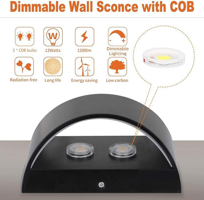 Lightess LED Wall Sconce Light Indoor Dimmable Wall Lights Modern 12W Hallway Wall Lighting for Living Room Bedroom Stair, Warm White